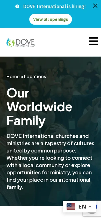 A worldwide directory of DOVE's regional communities, from DOVE Africa to DOVE USA. on mobile