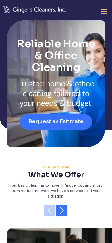 Ginger's Cleaners on mobile