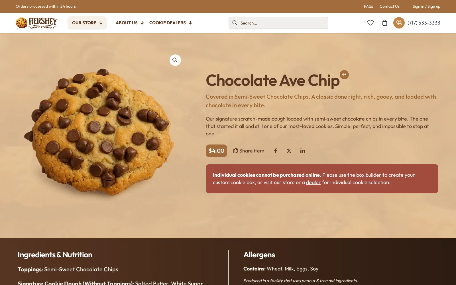 Every cookie gets its own page with AI-generated product photography.